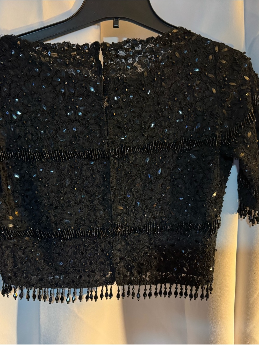 Embellished Black Beaded Cropped Top - Picture 2 of 2
